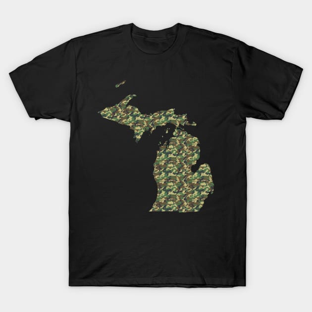 Tree Bark Green | Michigan Camouflage Pattern T-Shirt by CheriesArt